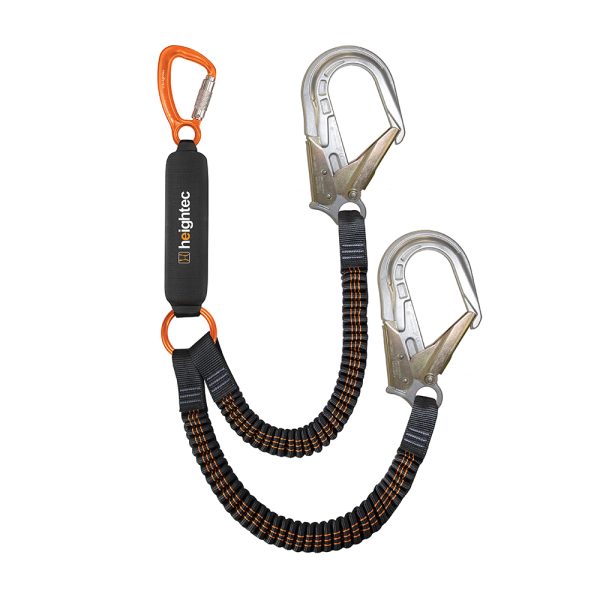 FLEXOR Elasticated Twin Lanyard – triple action karabiner, ANSI hook